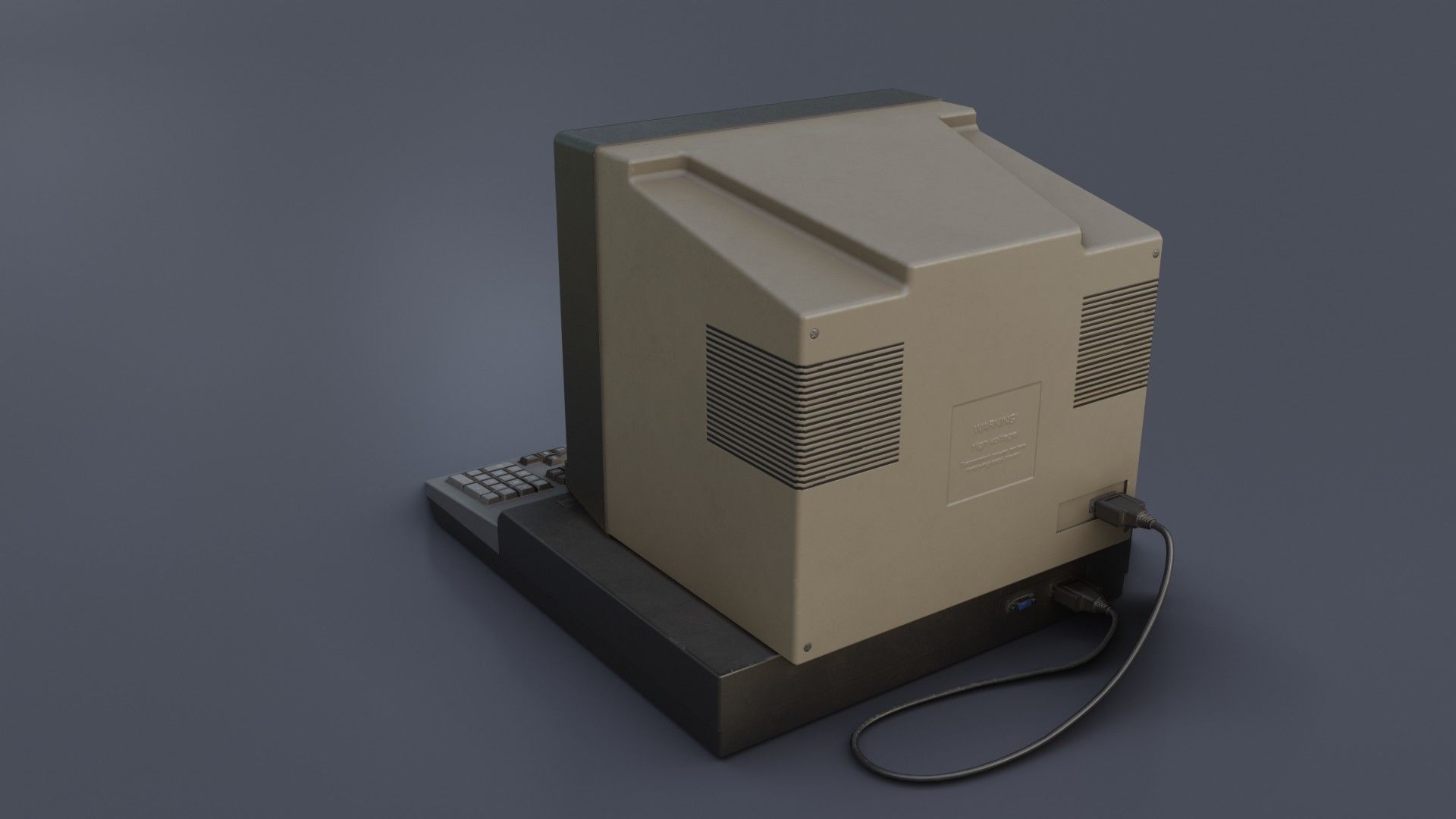 Old Home Computer - Microcomputer Low-poly 3D model_17