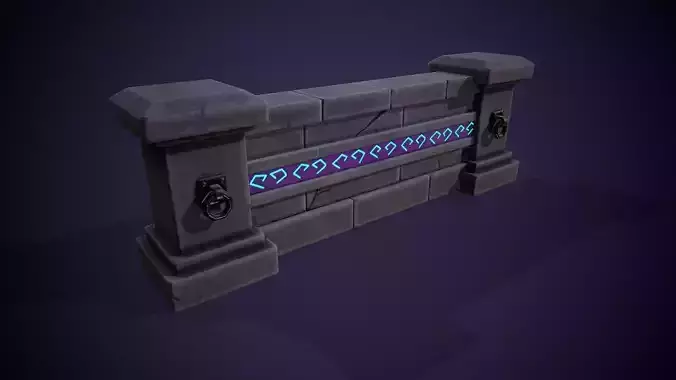 Stylized Modular Wall - Tutorial Included Low-poly 3D model