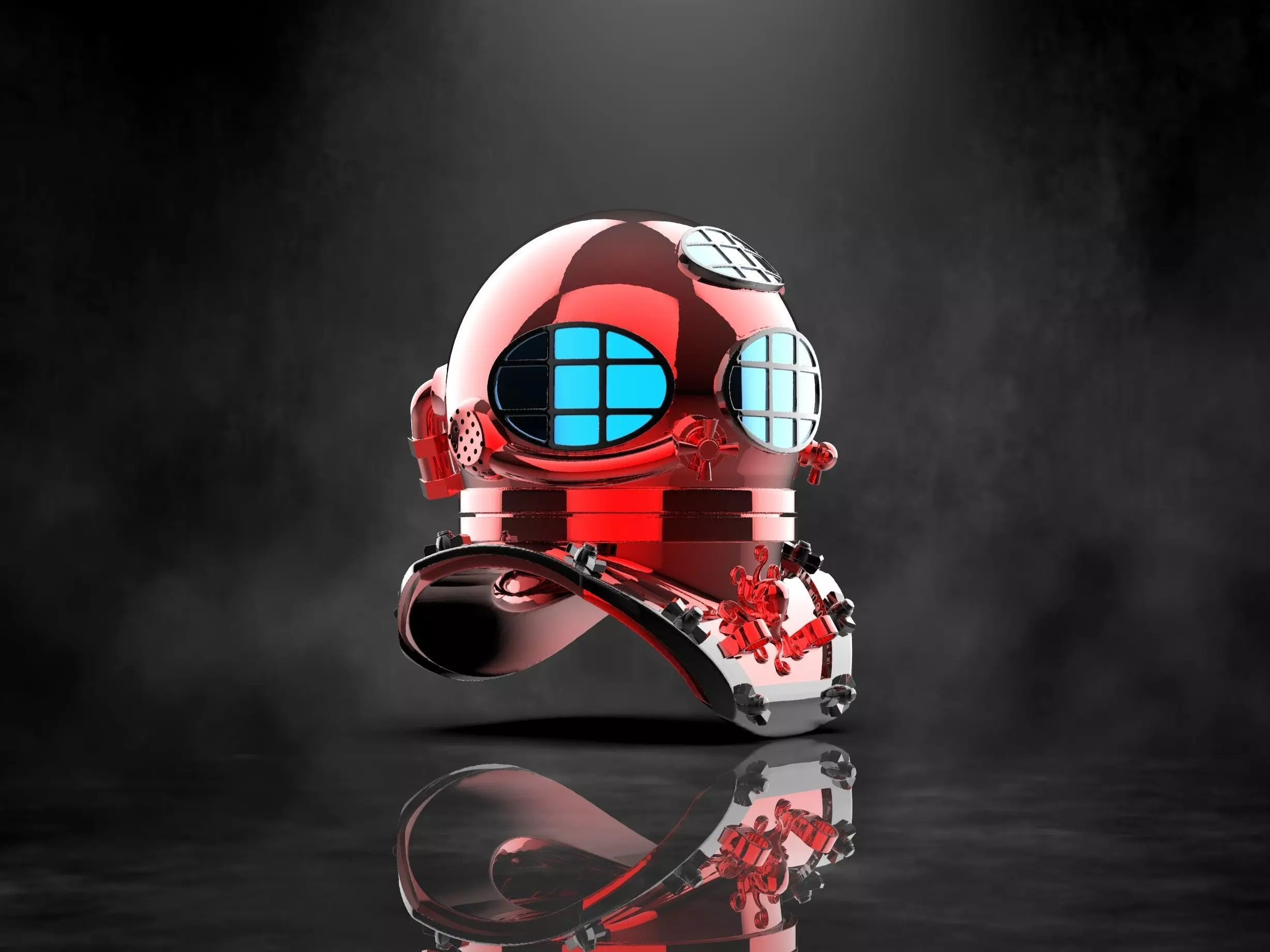 Commercial Diving Helmet Concept Hydra 3D print model_0