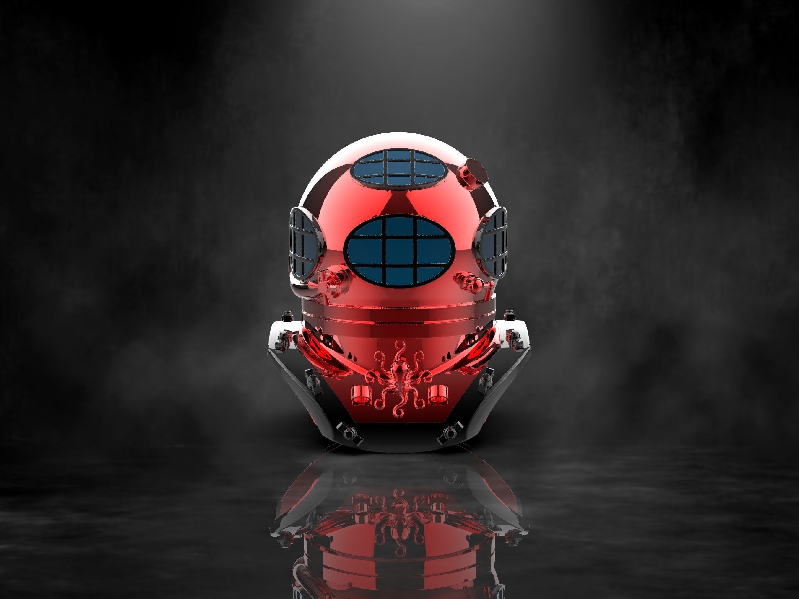 Commercial Diving Helmet Concept Hydra 3D print model_1