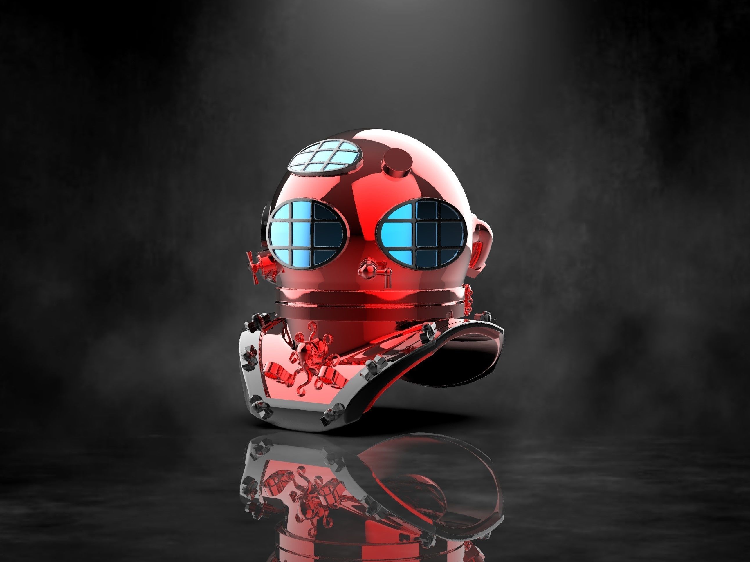 Commercial Diving Helmet Concept Hydra 3D print model_2