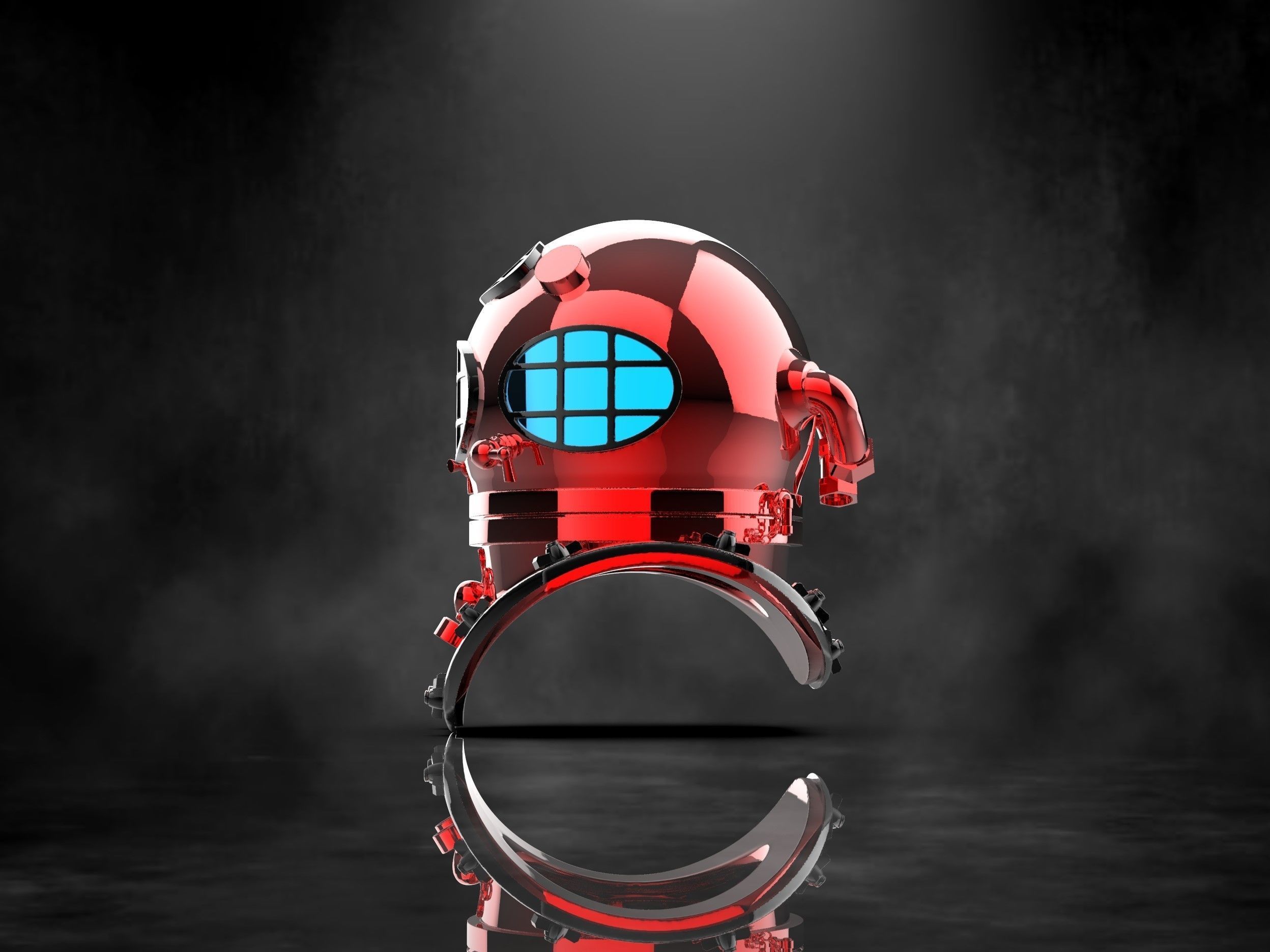 Commercial Diving Helmet Concept Hydra 3D print model_3