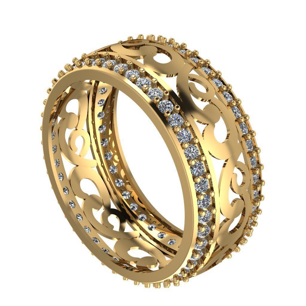 Women Band Ring render model view 3D model 3D print model_2