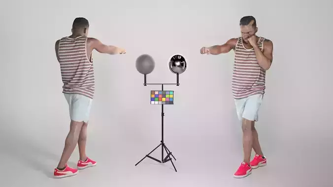 Strong african man boxing 249 Low-poly 3D model