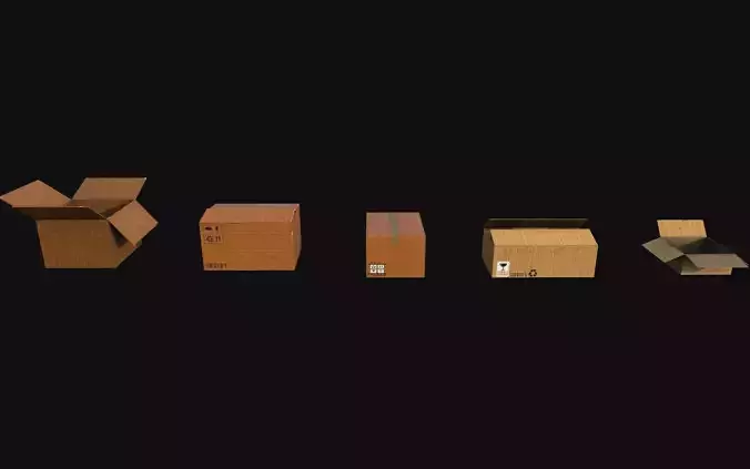 Cardboard Boxes Low-poly 3D model