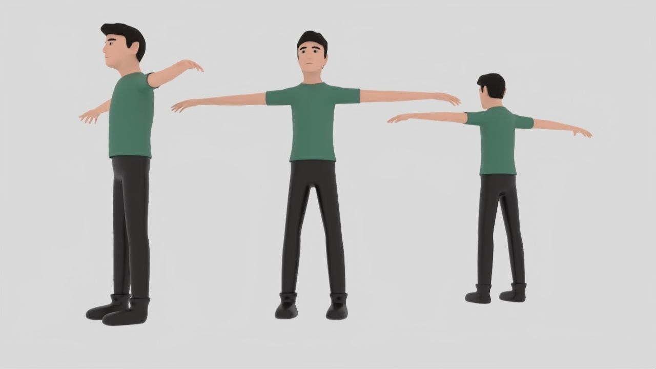 low poly cartoon male Free low-poly 3D model_2