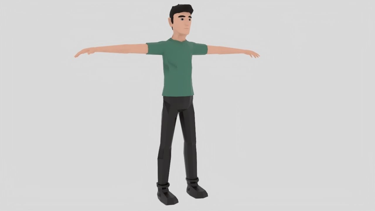 low poly cartoon male Free low-poly 3D model_4