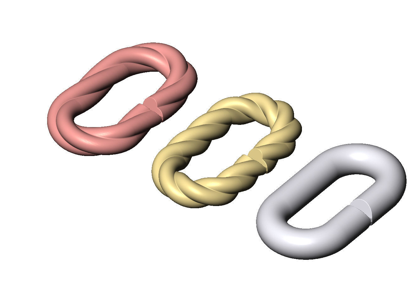 Twisted wire chain link 3D print model_8