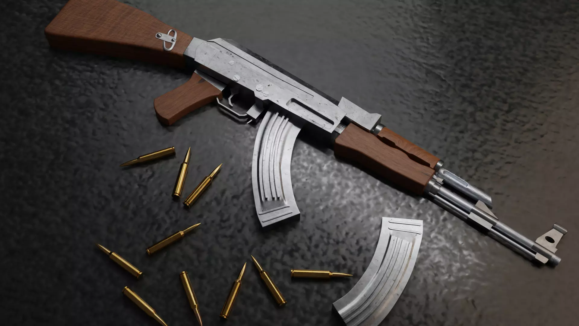 Ak47 Semi HighPoly Low-poly 3D model_0