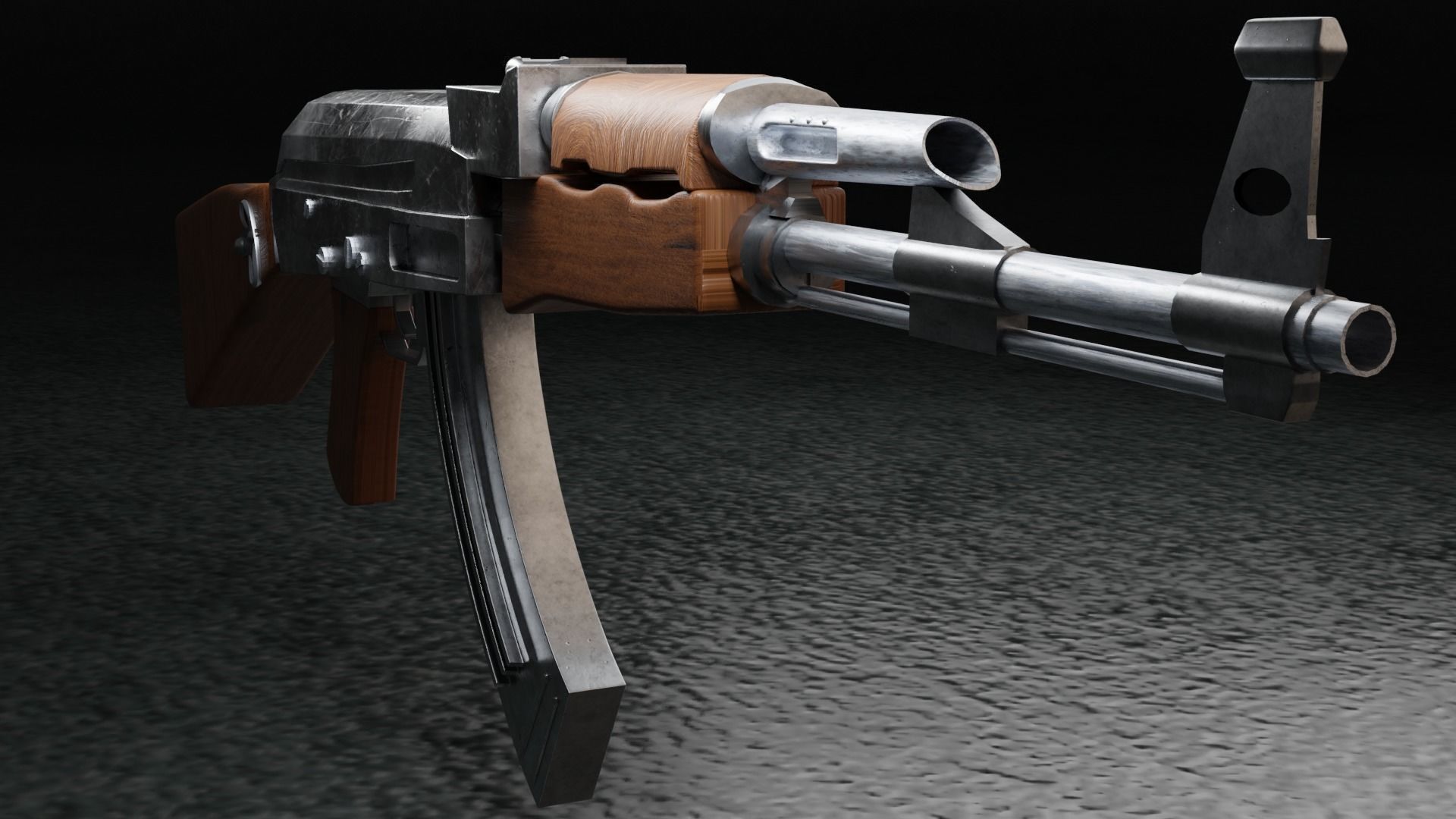 Ak47 Semi HighPoly Low-poly 3D model_3