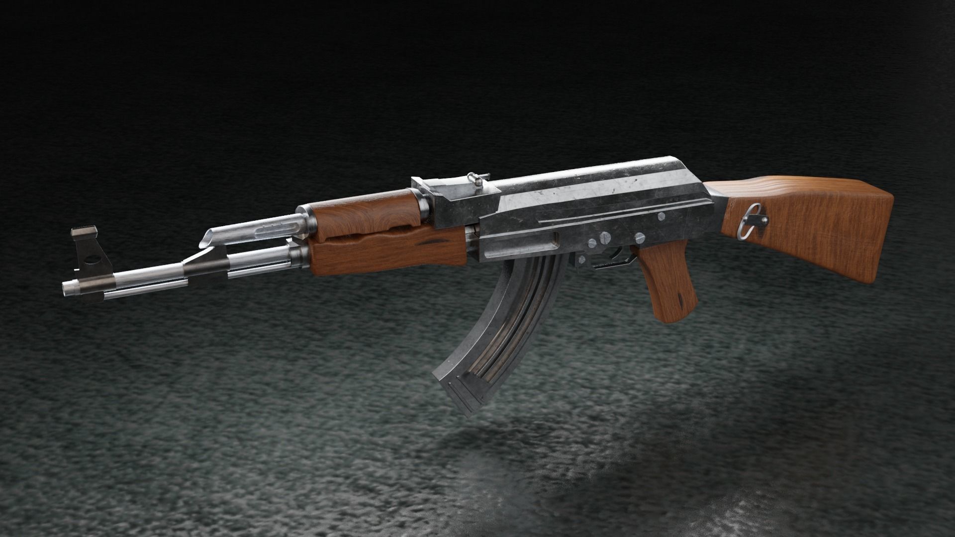 Ak47 Semi HighPoly Low-poly 3D model_1