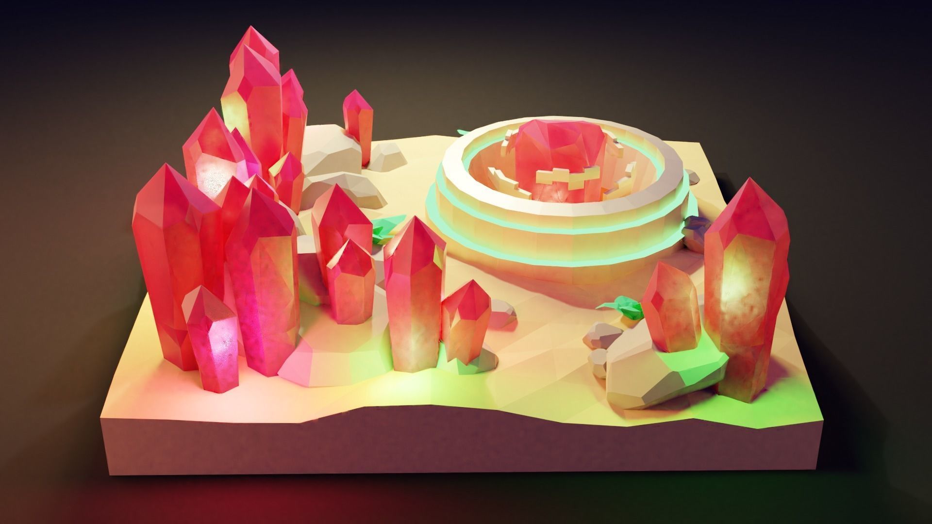 Crystal Desert Low-poly 3D model_5