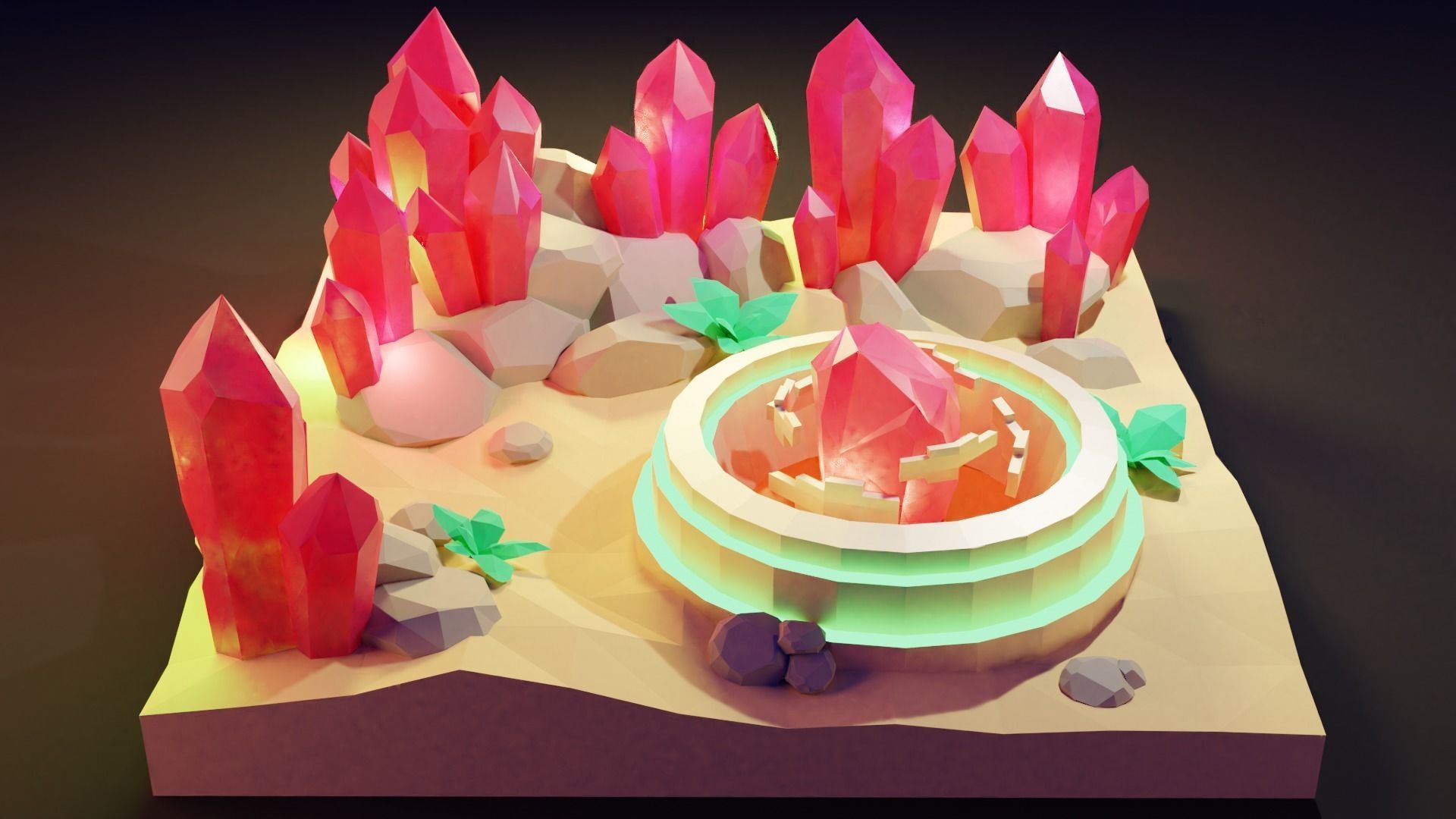Crystal Desert Low-poly 3D model_7