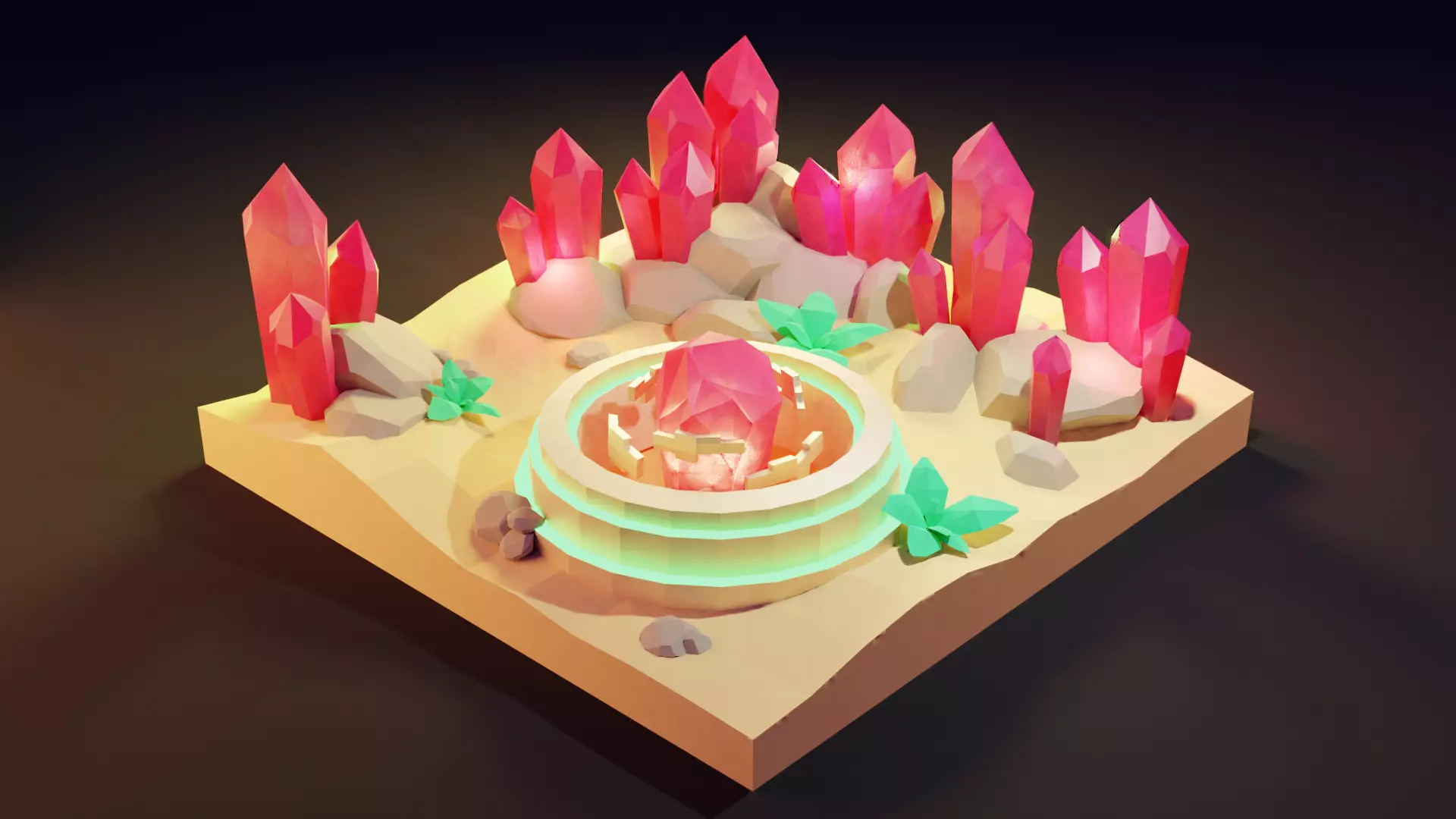 Crystal Desert Low-poly 3D model_0