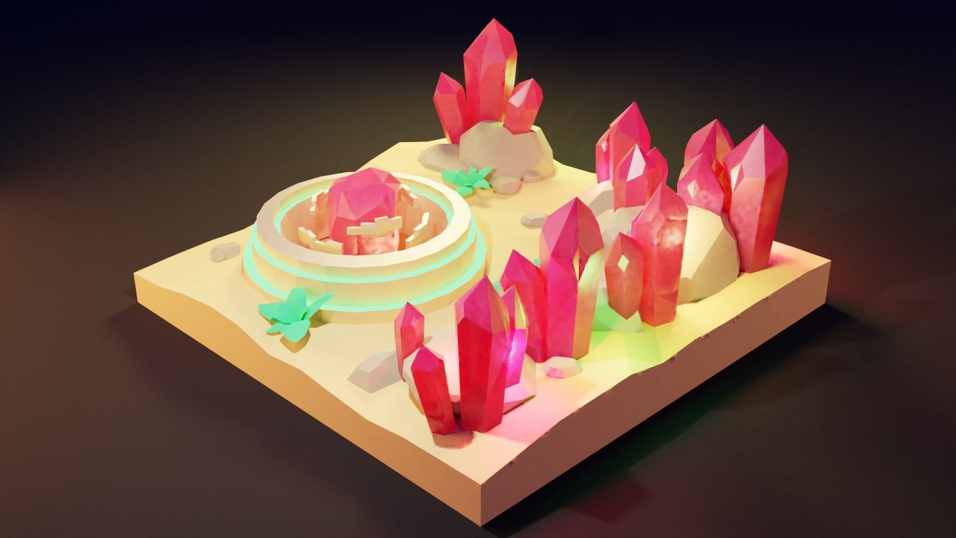 Crystal Desert Low-poly 3D model_2