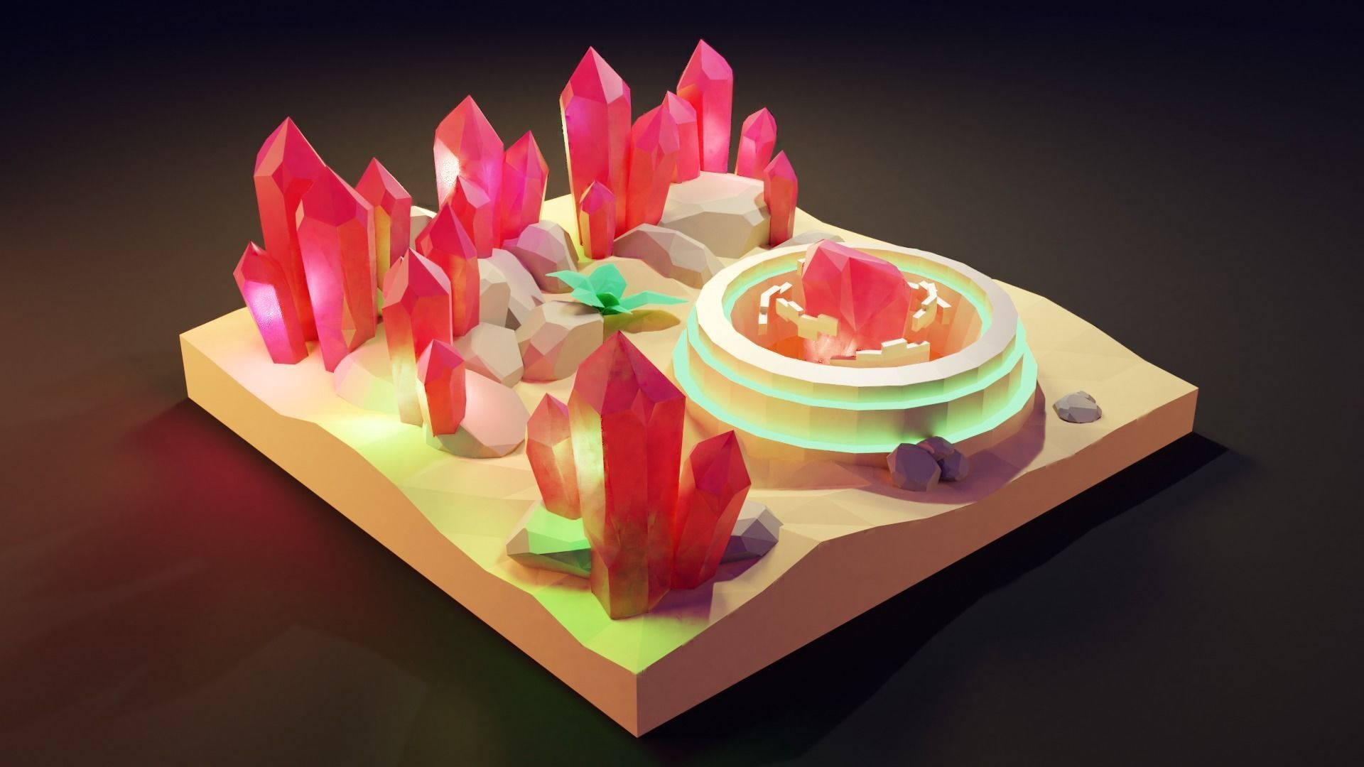 Crystal Desert Low-poly 3D model_6