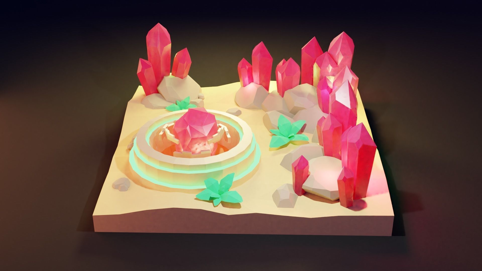 Crystal Desert Low-poly 3D model_1