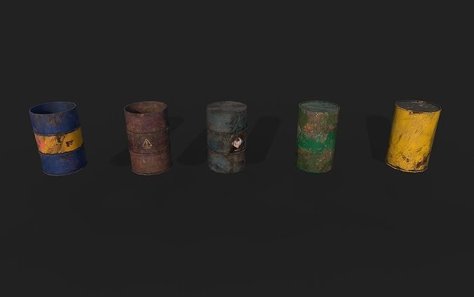 Rusty Metal Barrels Low-poly 3D model