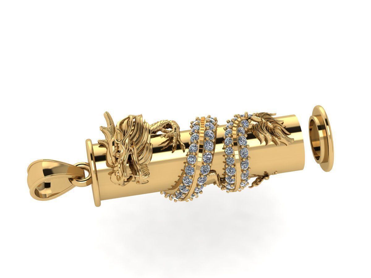 PENDANTS rose gold dragon pendant with diamonds 3D print model_3