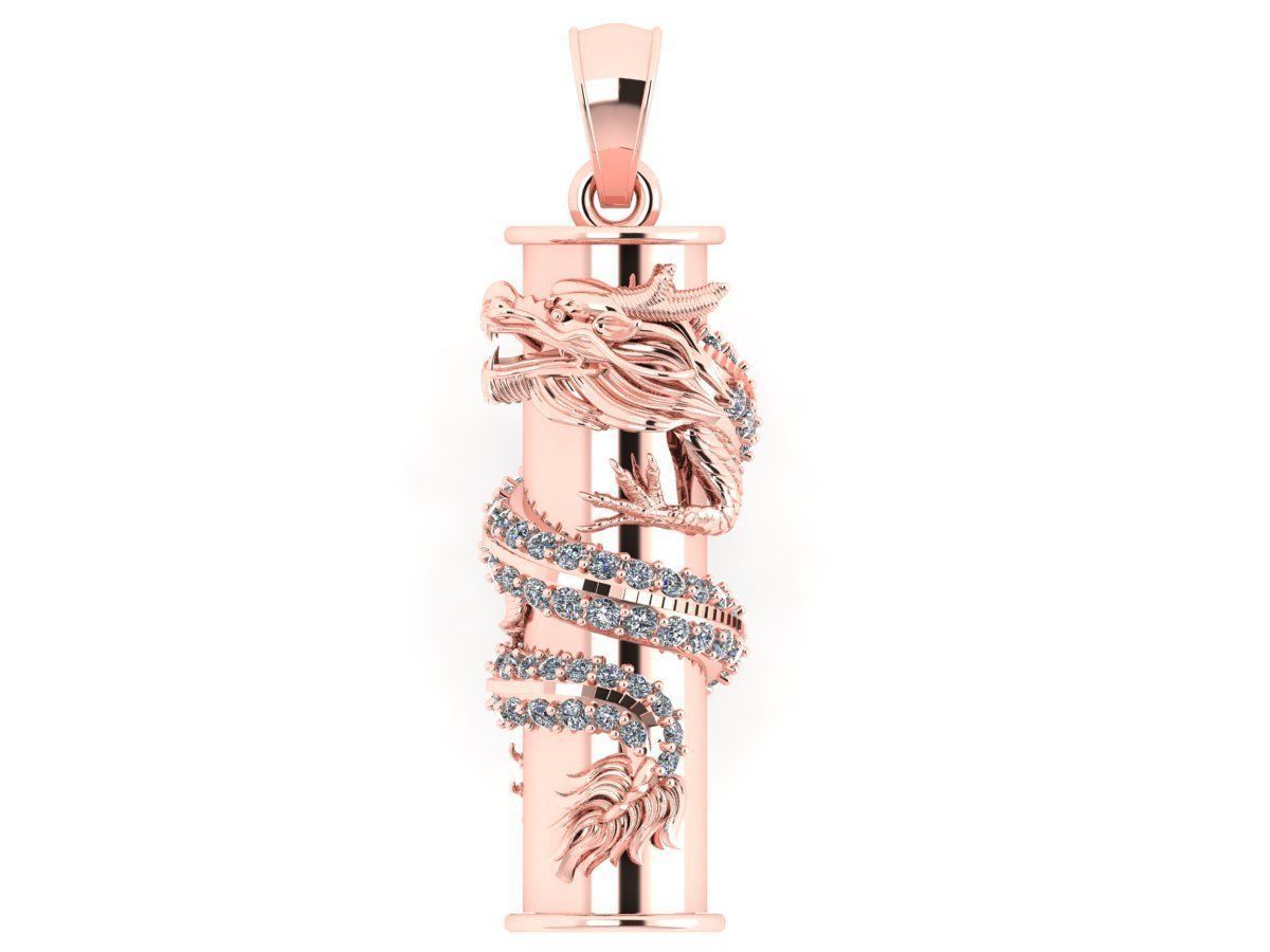 PENDANTS rose gold dragon pendant with diamonds 3D print model_5
