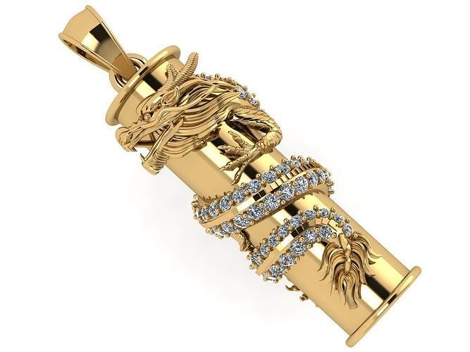 PENDANTS rose gold dragon pendant with diamonds 3D print model