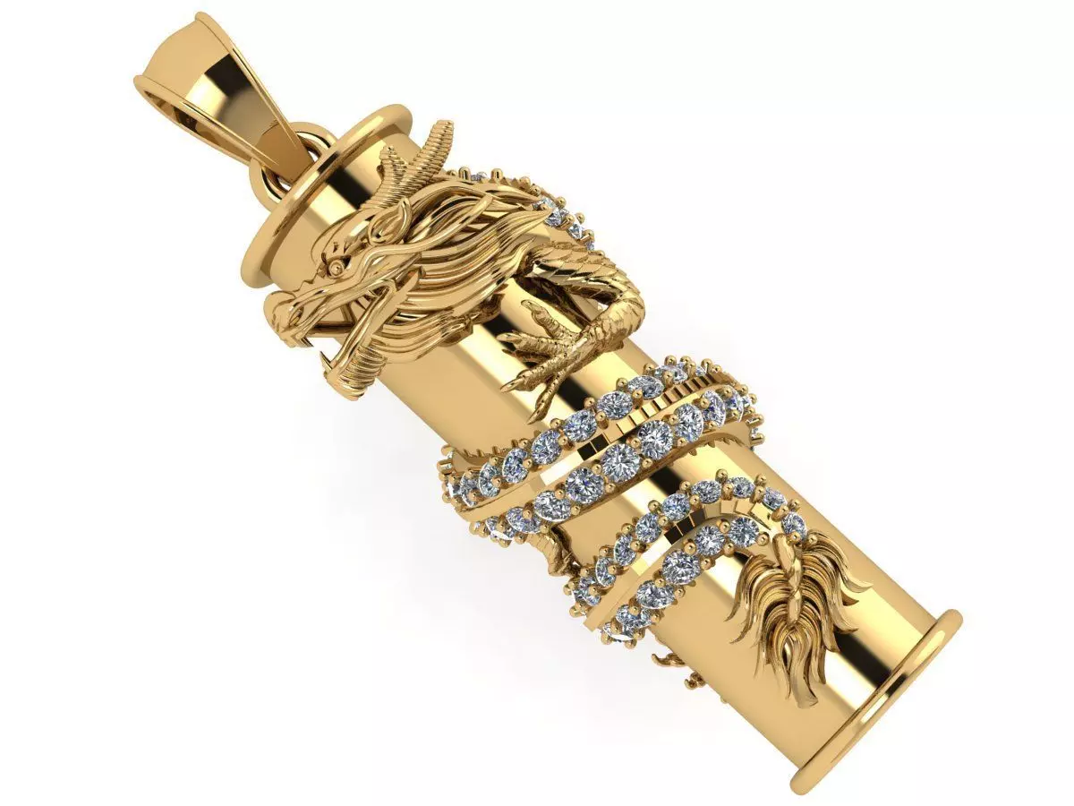 PENDANTS rose gold dragon pendant with diamonds 3D print model_0