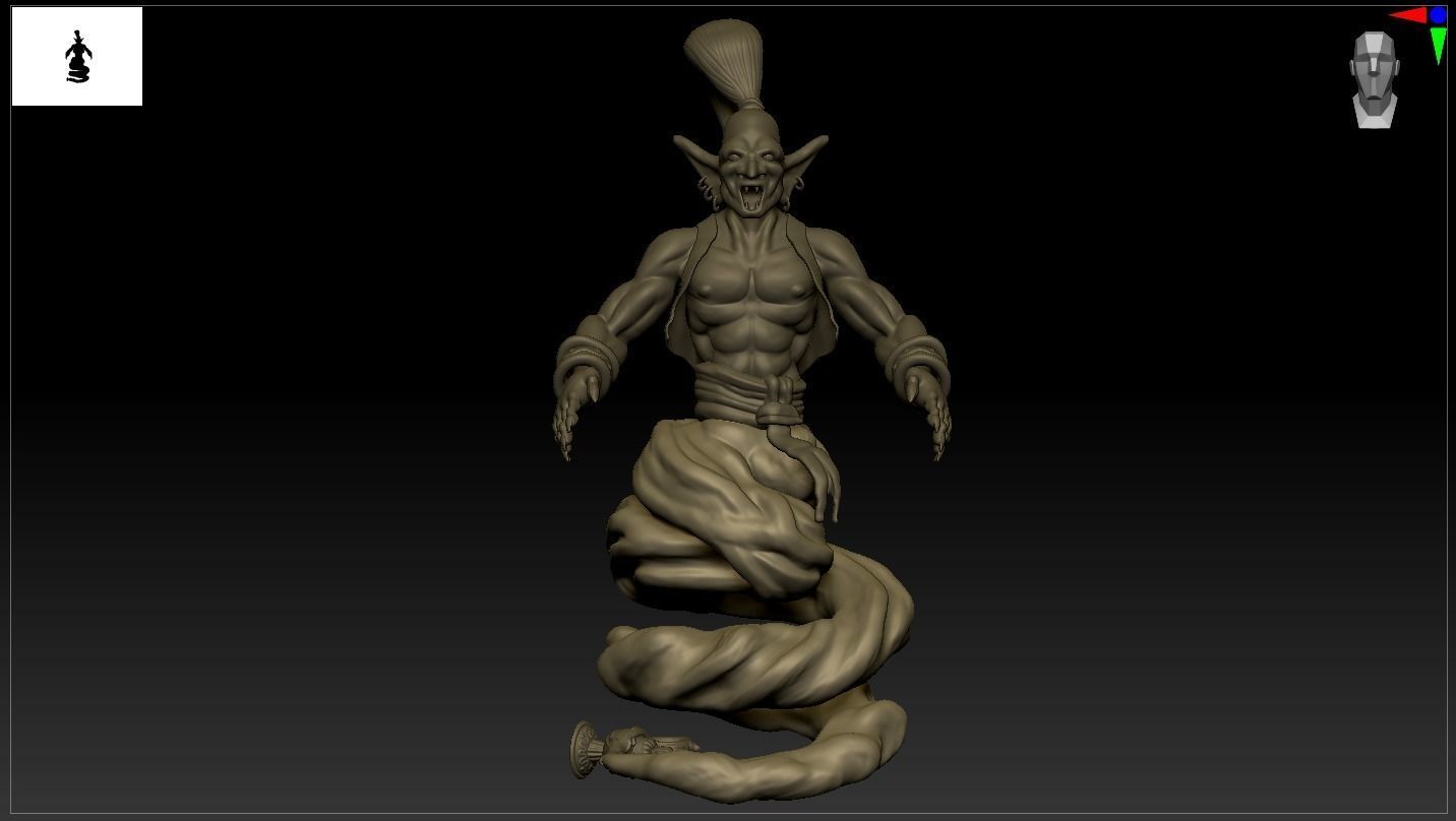 Djinn Genie Sculpture 3D Print and Timelapse 3D print model_35