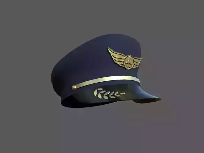 Captain pilot hat Low-poly 3D model