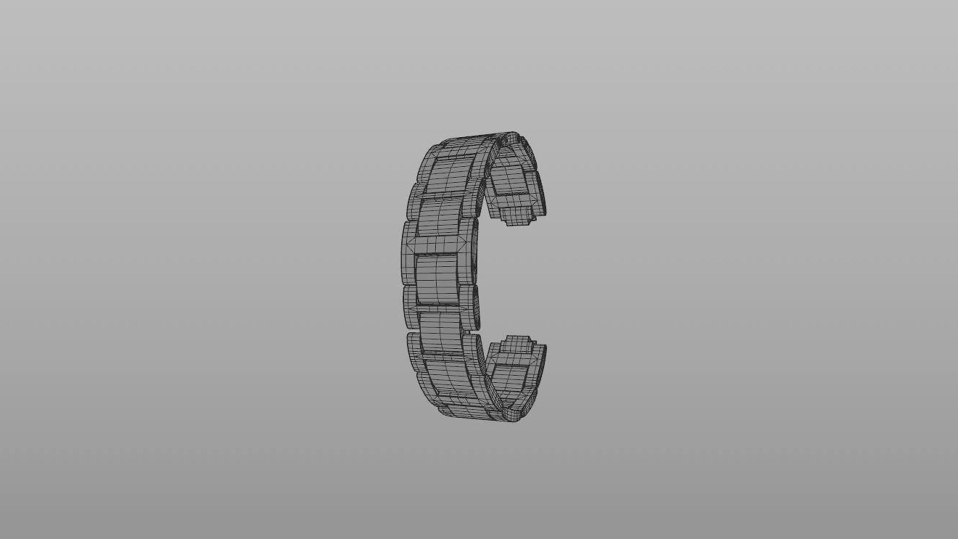 Watch Bracelet Scratched Steel Low-poly 3D model_3