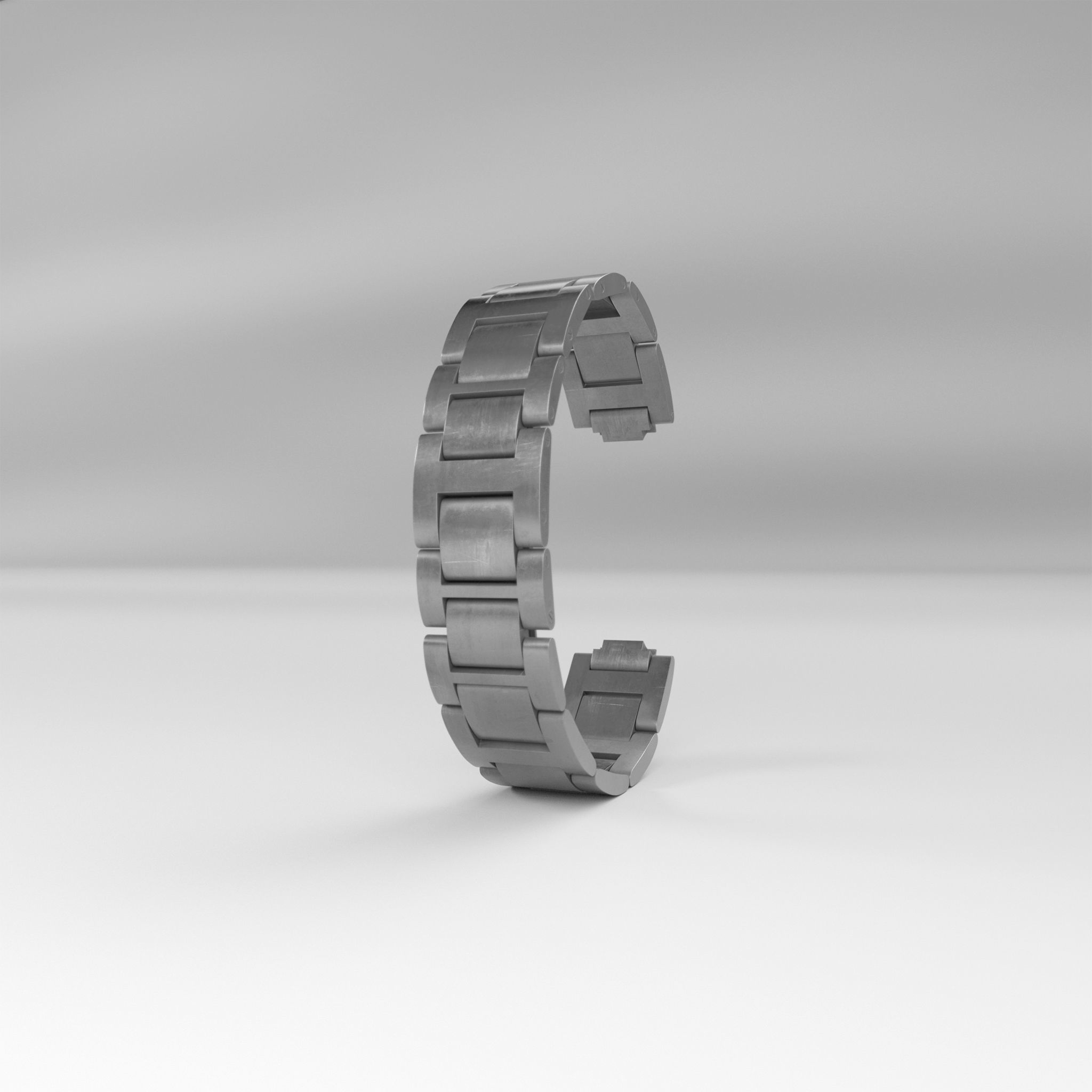 Watch Bracelet Scratched Steel Low-poly 3D model_1