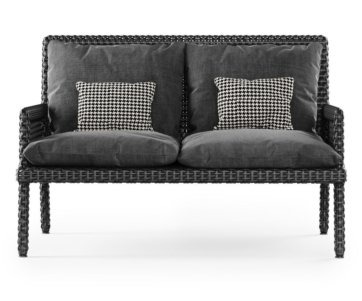 Rattan two-seater sofa DR52  3D model_1