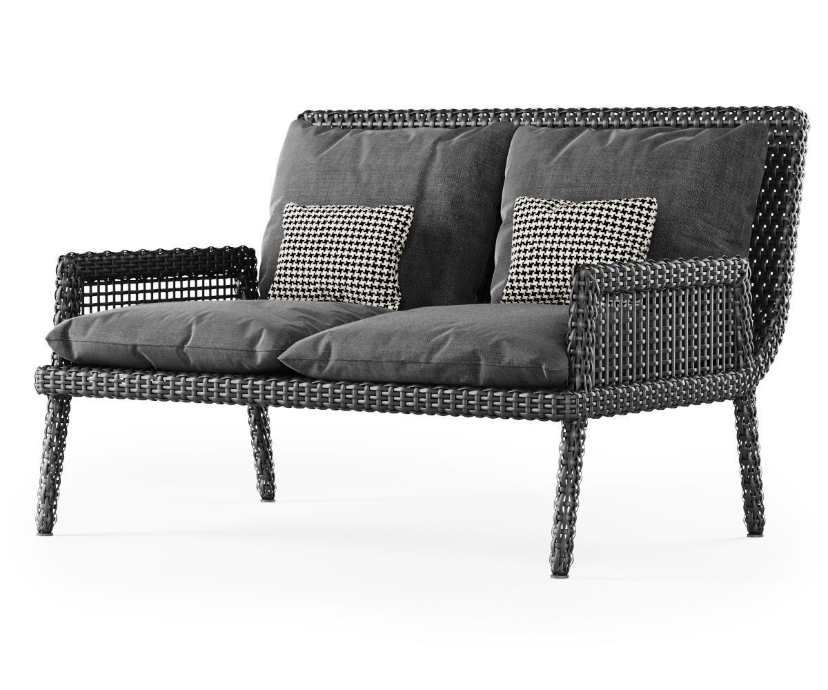 Rattan two-seater sofa DR52  3D model_4