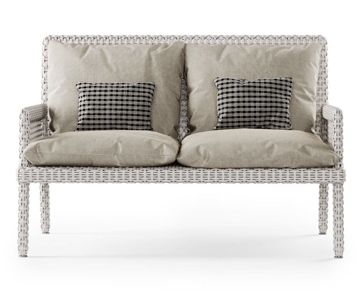 Rattan two-seater sofa DR52  3D model_2