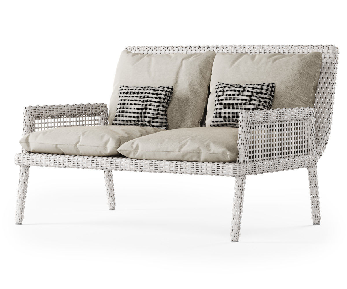 Rattan two-seater sofa DR52  3D model_3