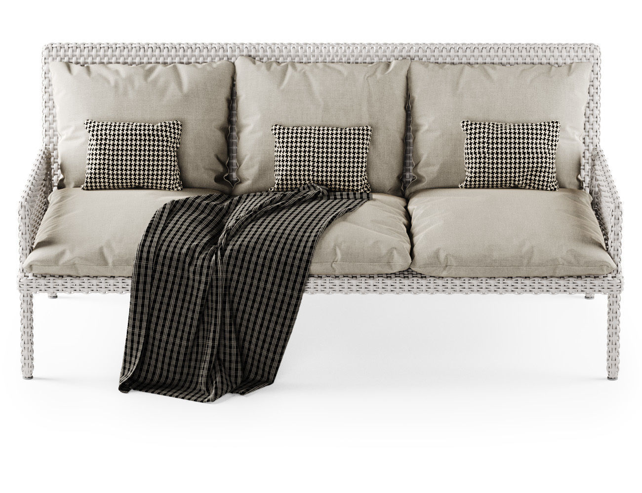 Rattan three-seater sofa DR53  3D model_6