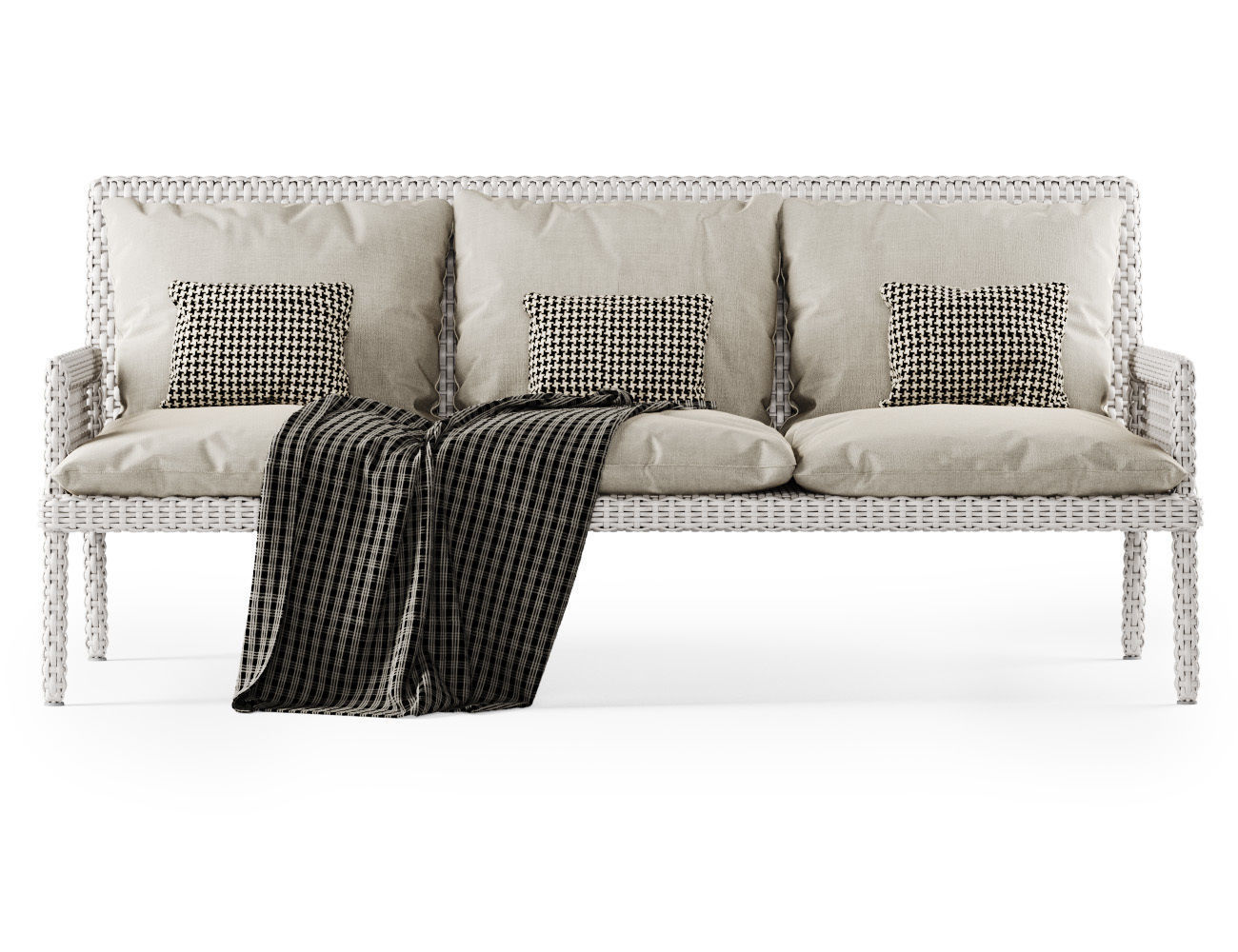 Rattan three-seater sofa DR53  3D model_2