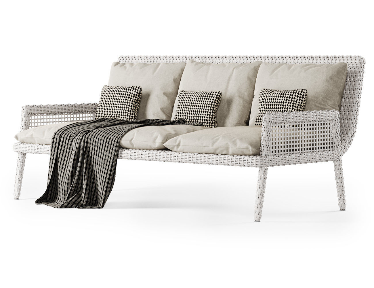 Rattan three-seater sofa DR53  3D model_4