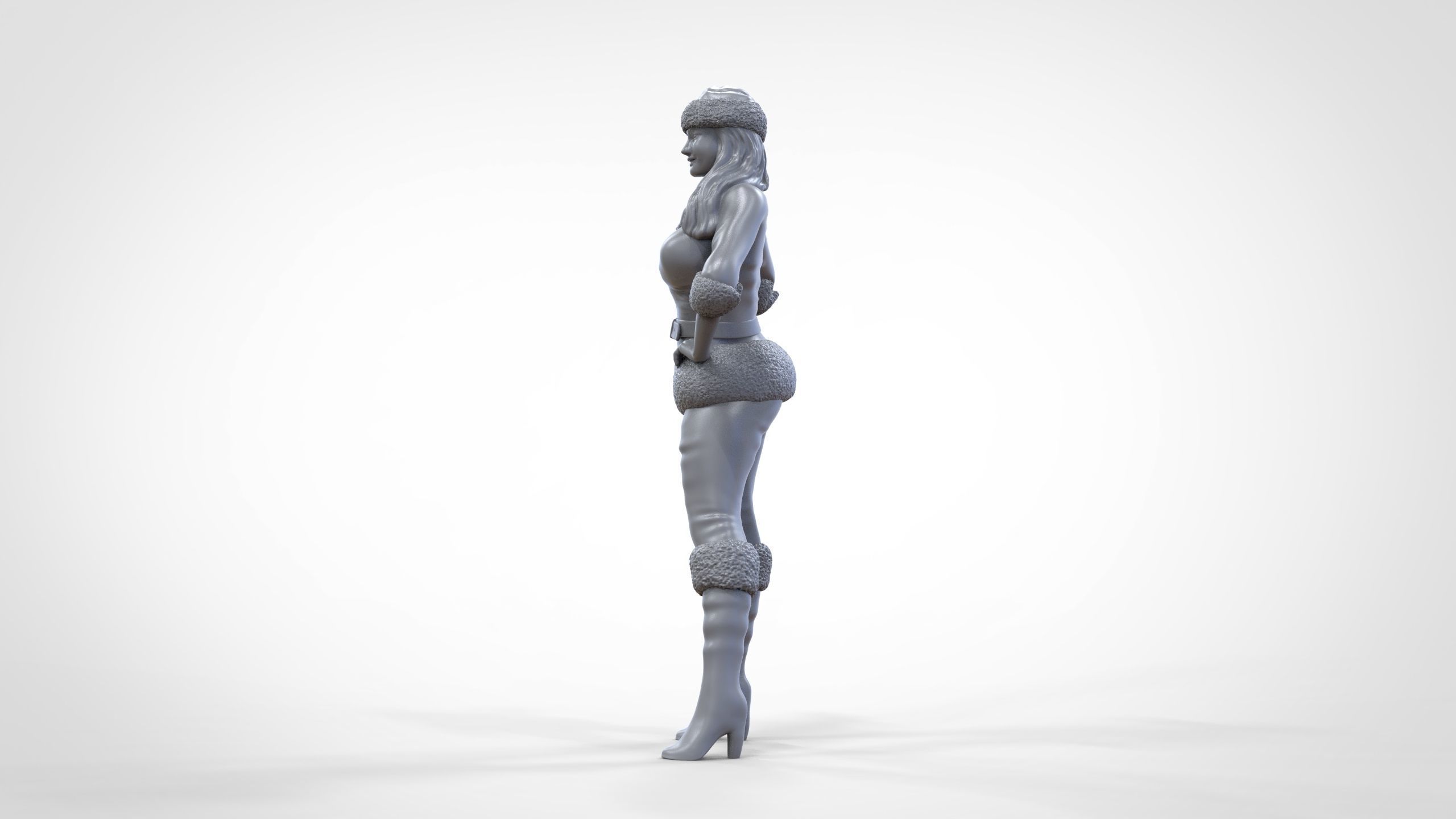 Christmas Lady Santa Claus miniature 3D print model_25