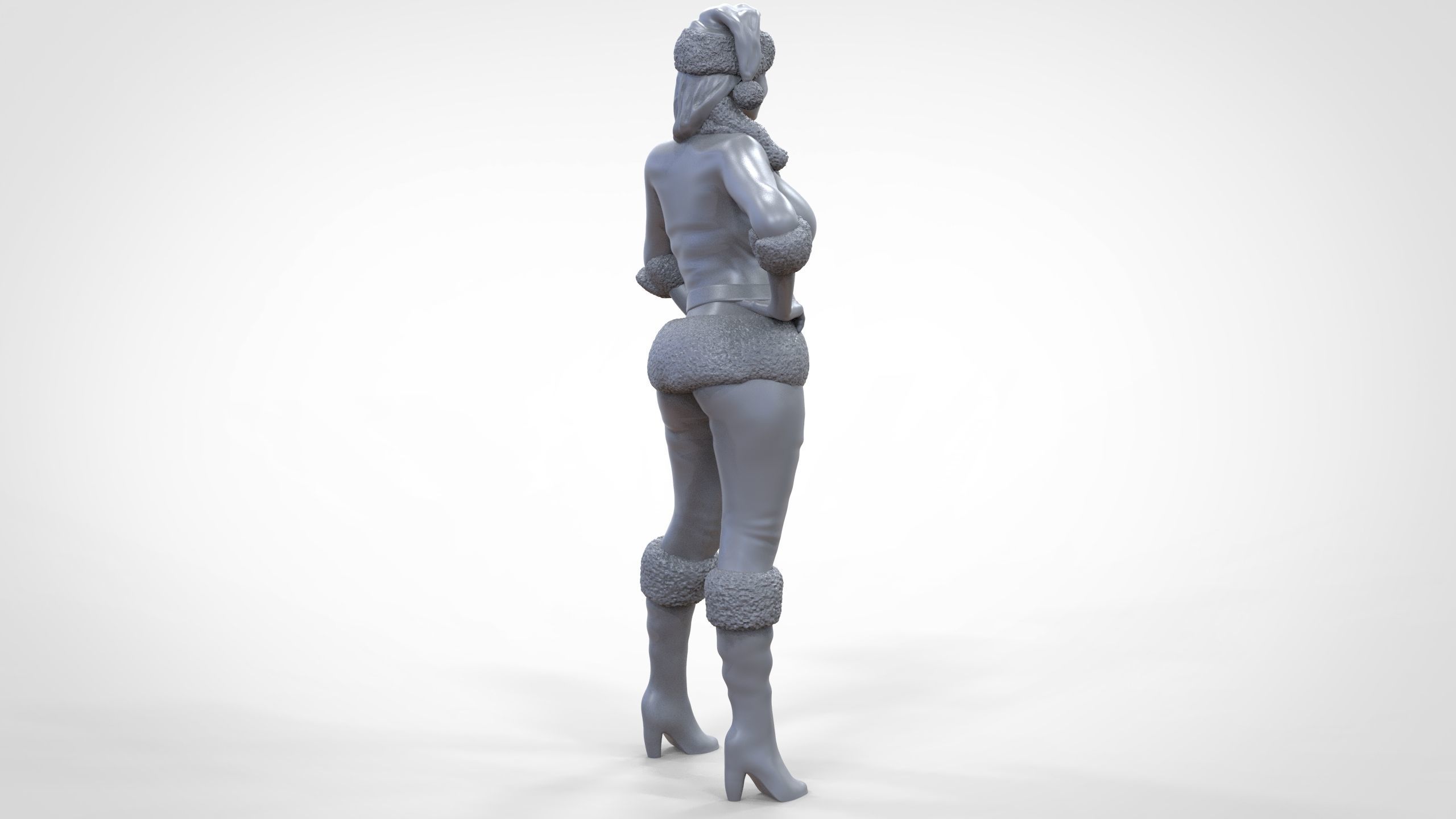 Christmas Lady Santa Claus miniature 3D print model_22