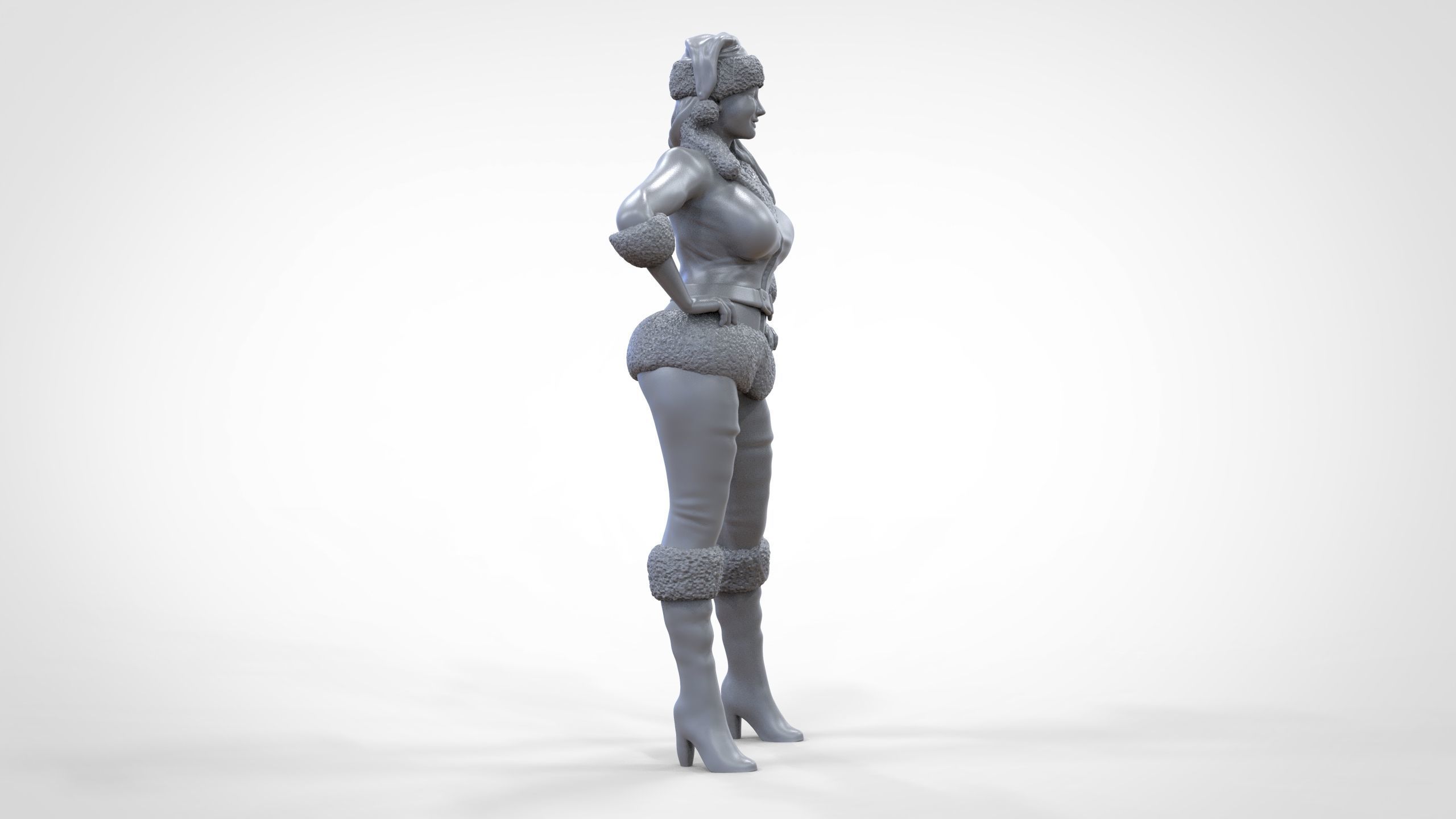 Christmas Lady Santa Claus miniature 3D print model_21