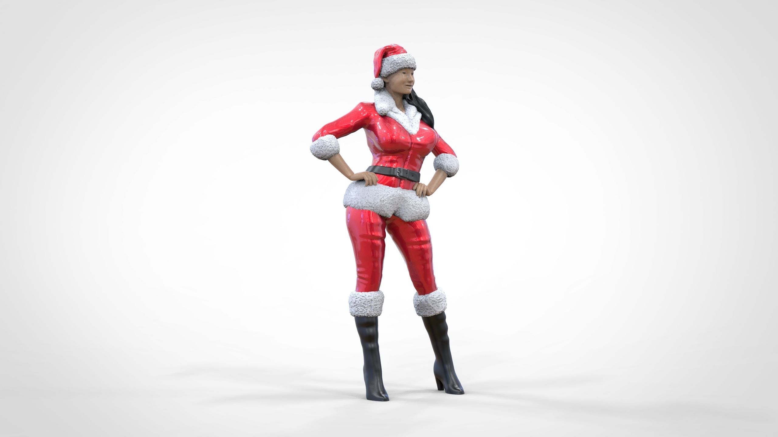 Christmas Lady Santa Claus miniature 3D print model_18
