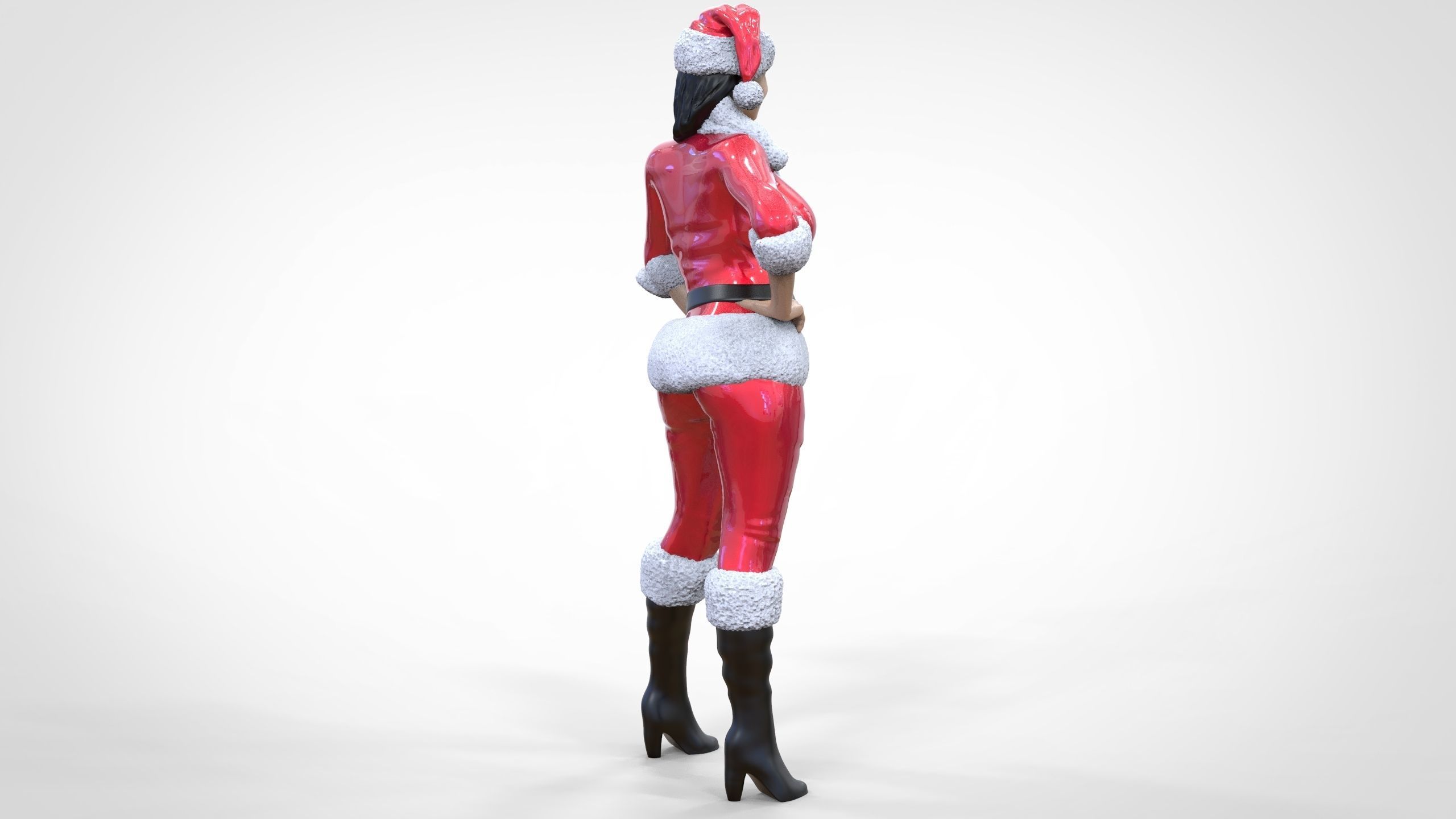 Christmas Lady Santa Claus miniature 3D print model_5