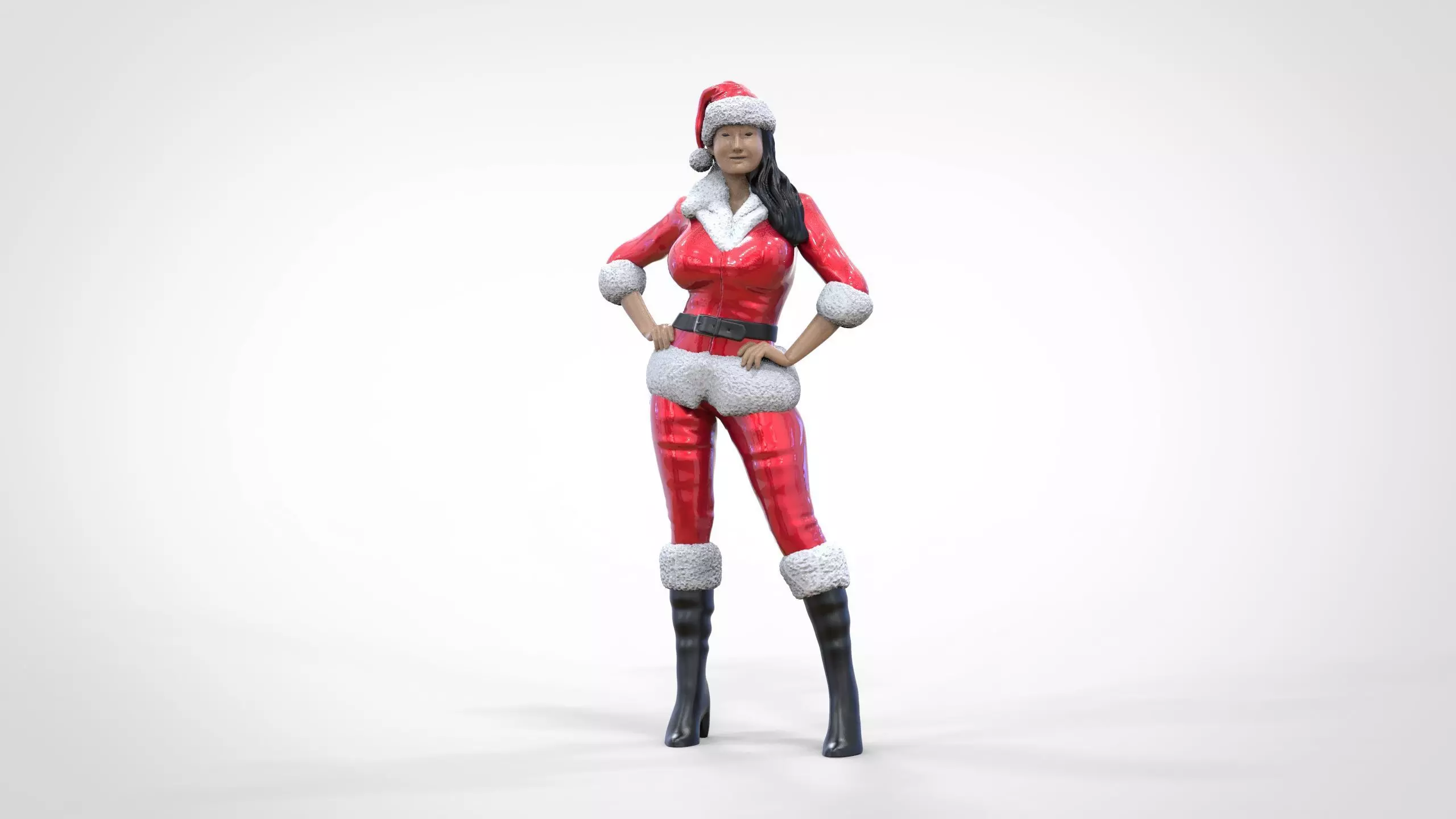 Christmas Lady Santa Claus miniature 3D print model_0
