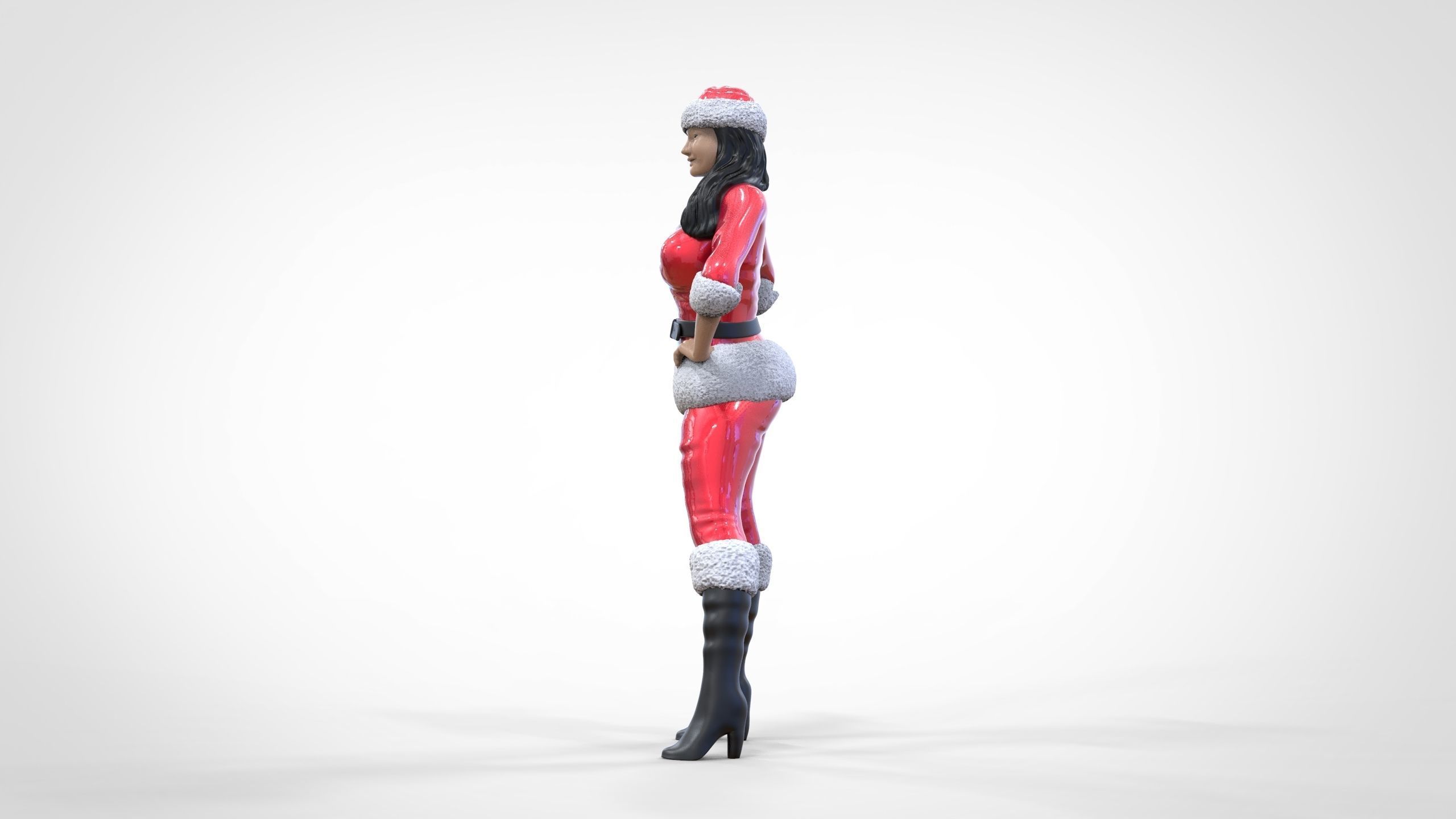 Christmas Lady Santa Claus miniature 3D print model_12
