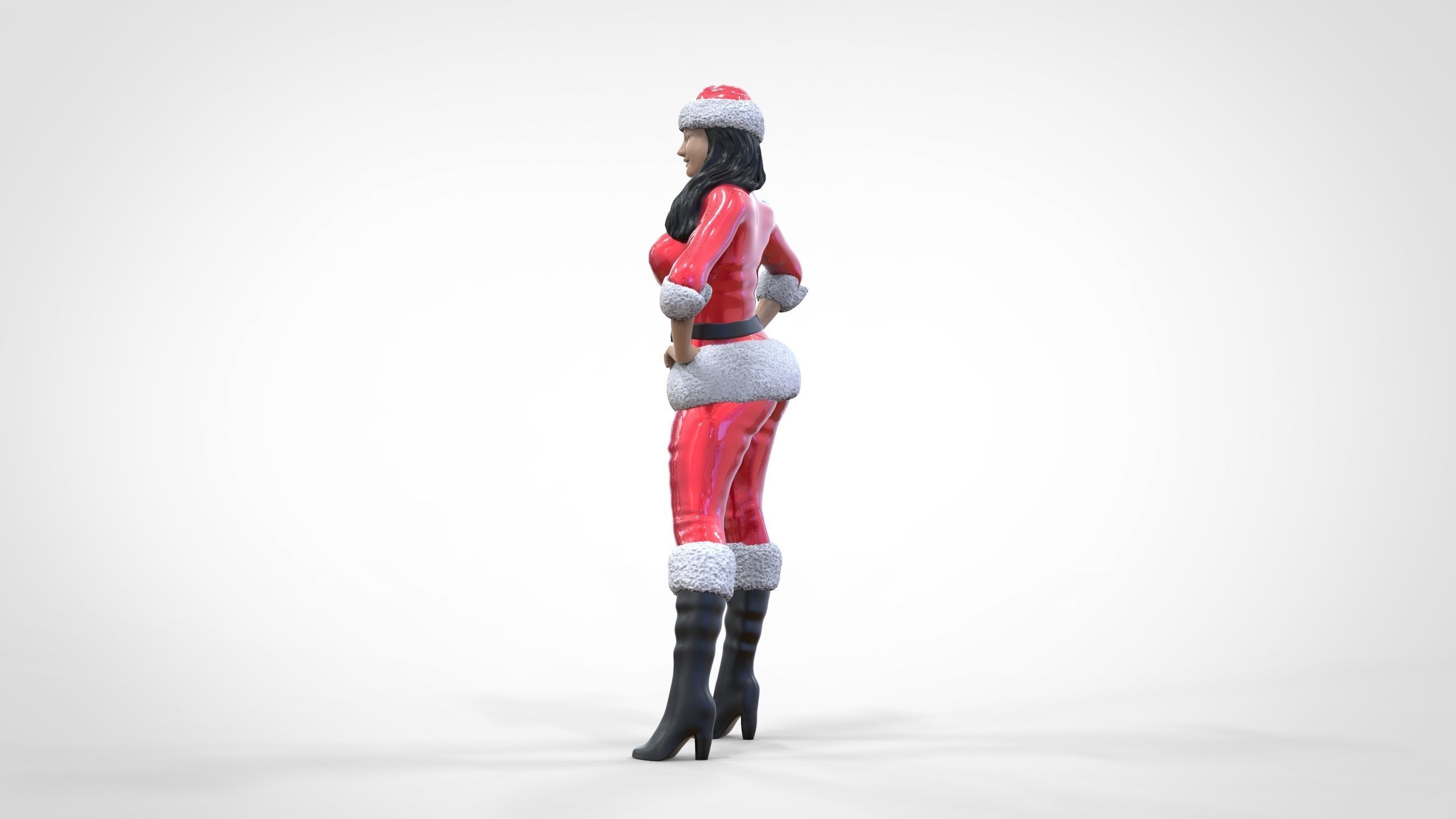 Christmas Lady Santa Claus miniature 3D print model_11