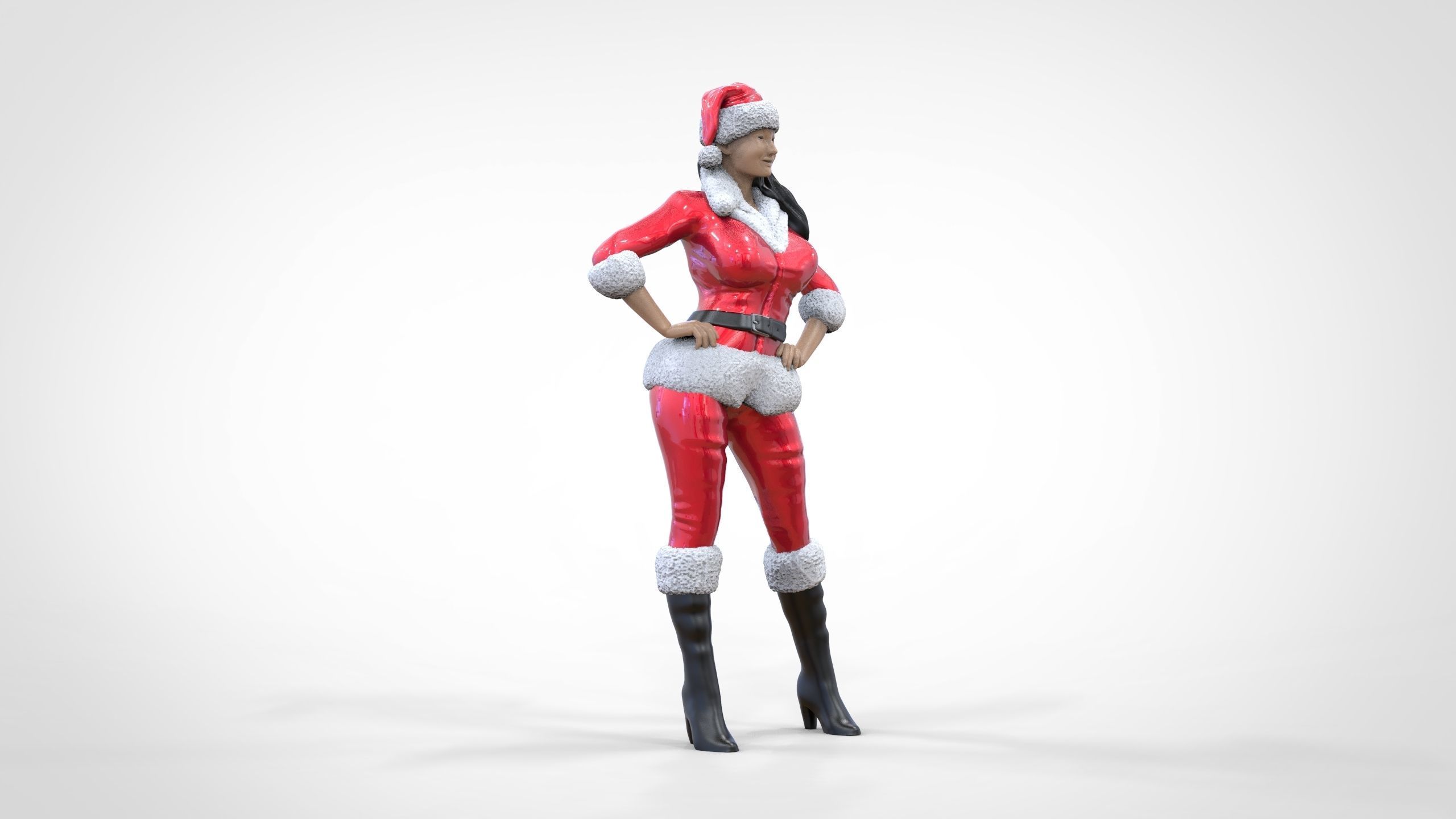 Christmas Lady Santa Claus miniature 3D print model_19