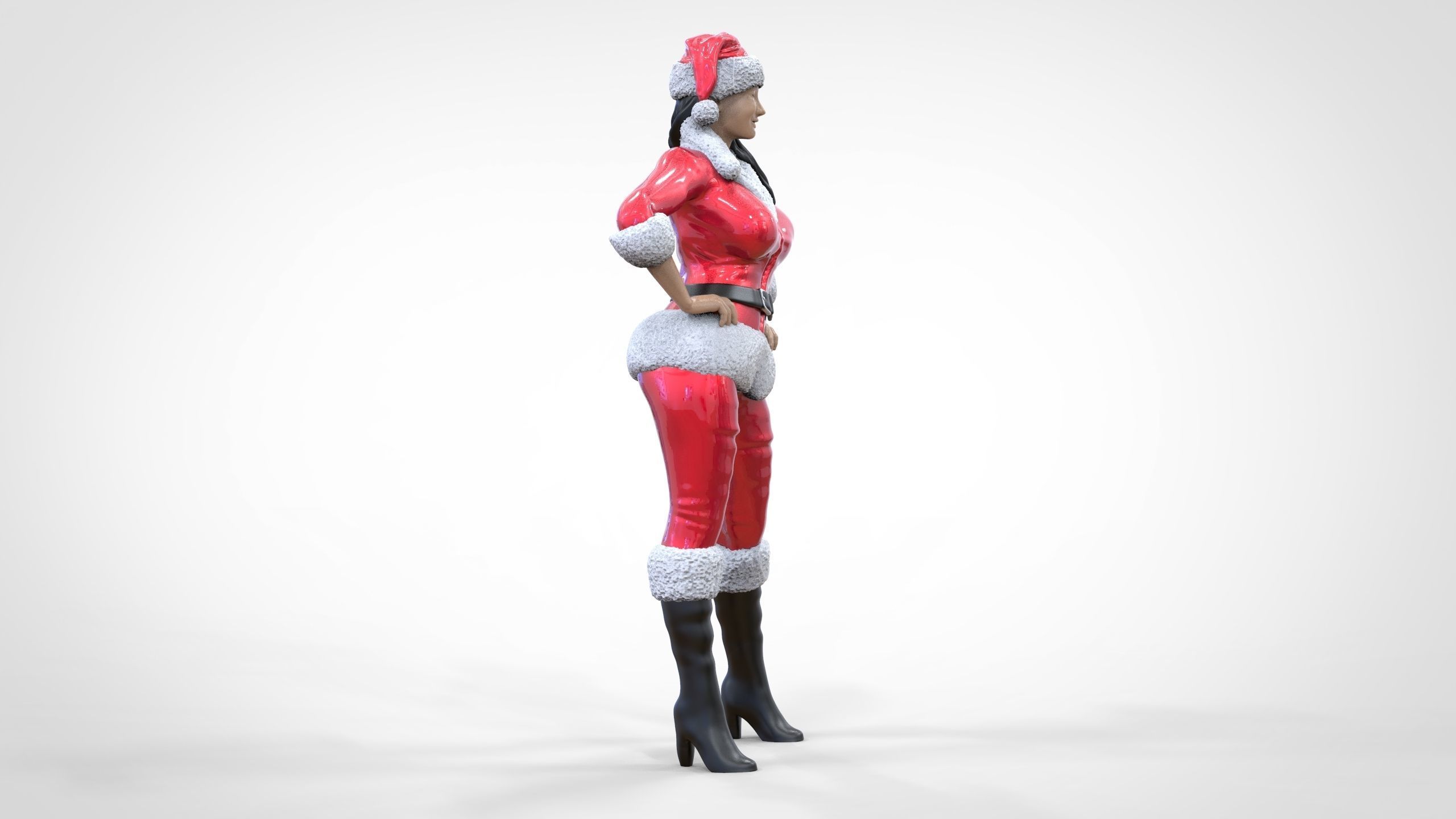 Christmas Lady Santa Claus miniature 3D print model_3