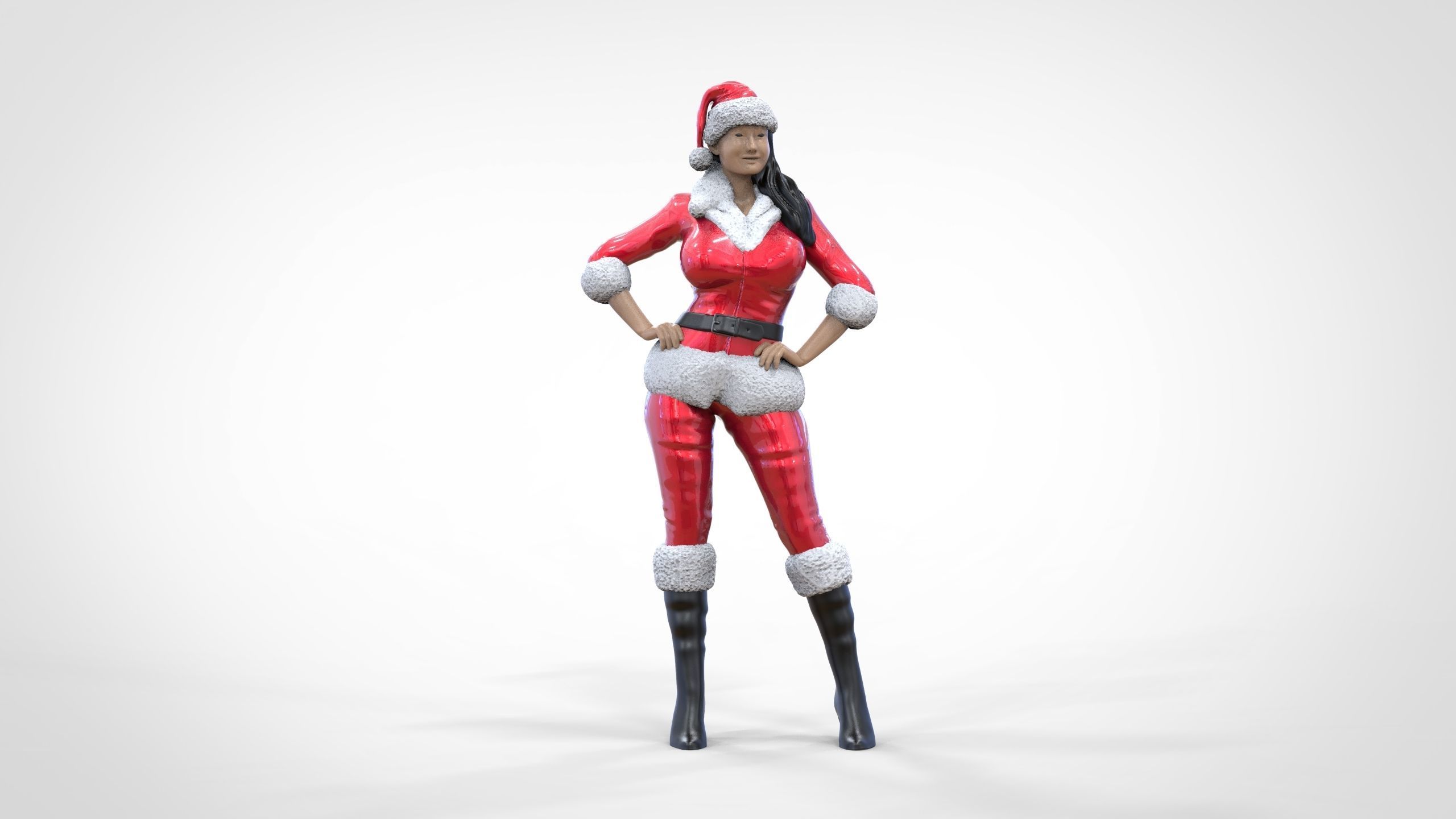 Christmas Lady Santa Claus miniature 3D print model_16