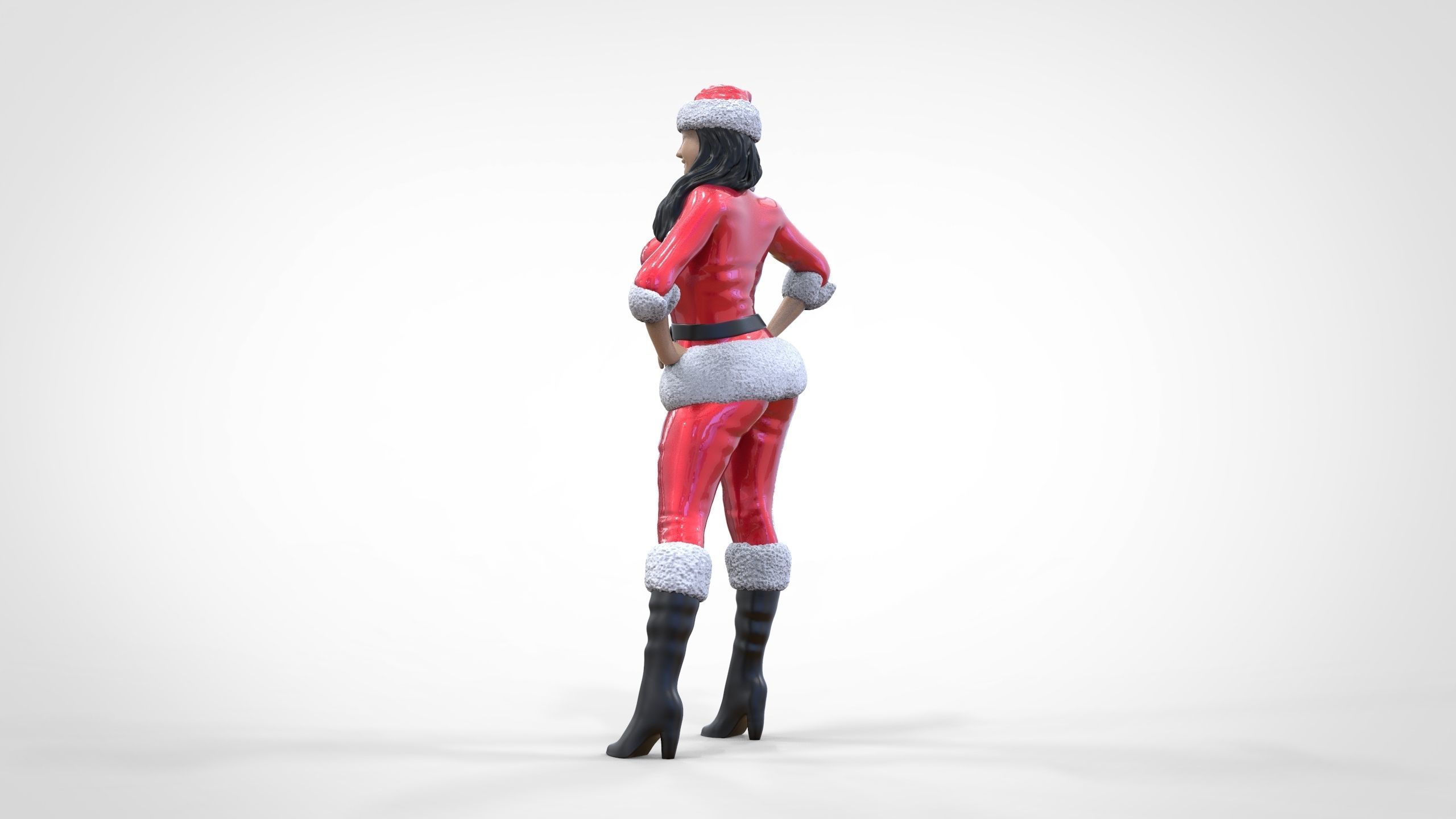 Christmas Lady Santa Claus miniature 3D print model_10