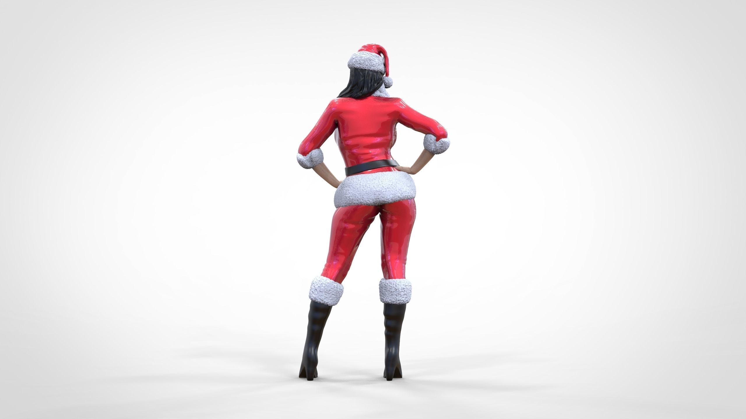 Christmas Lady Santa Claus miniature 3D print model_7